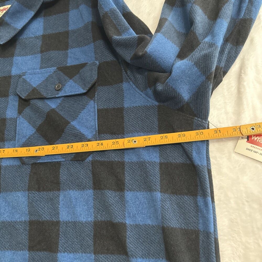 Wrangler Fleece Buffalo Plaid Shirt Mens 3XL Blue Black Soft Shacket Flannel - Picture 8 of 9